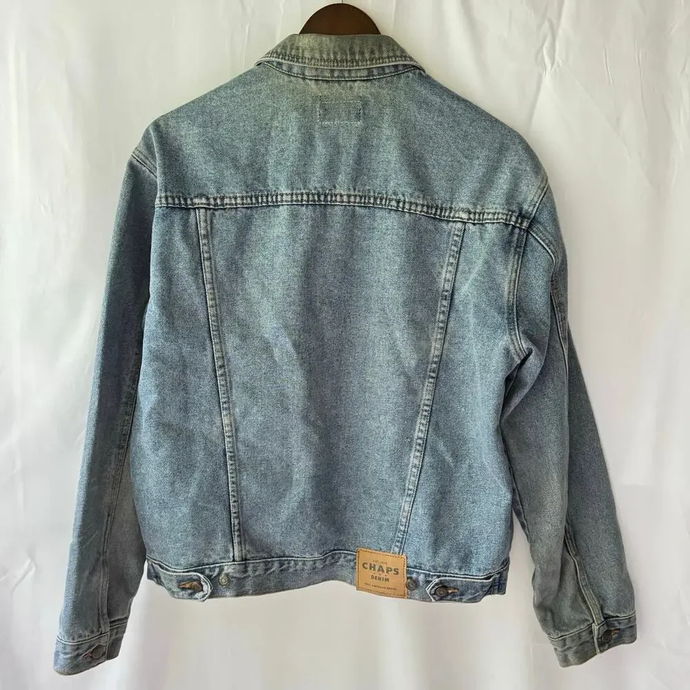 Vintage Chaps Blue Jean Denim Jacket Mens M 100% Cotton Y2K Grunge Streetwear - Picture 13 of 13